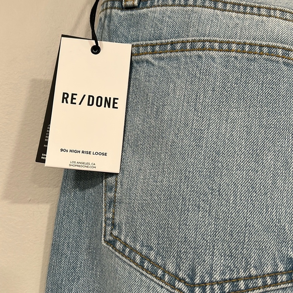 Re/Done Ripped 90s High Rise Loose Light Blue Button Fly Jeans 31 NWT (33”x26”) - Picture 7 of 9